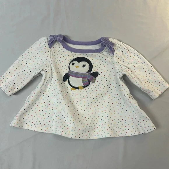 Gymboree - LIKE NEW - long sleeve penguin top/dress. Size 0-3 months - Picture 1 of 3